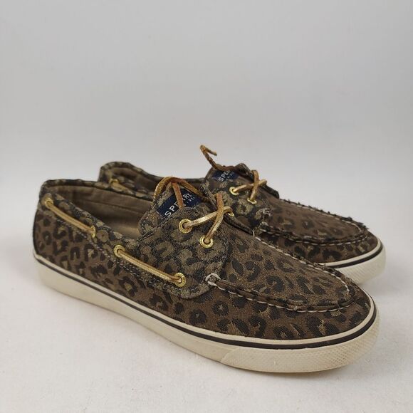 Sperry Top-Sider Sparkly Shimmer Leopard Cheetah Canvas Deck Loafers Shoe Sz 8.5 - Picture 9 of 9